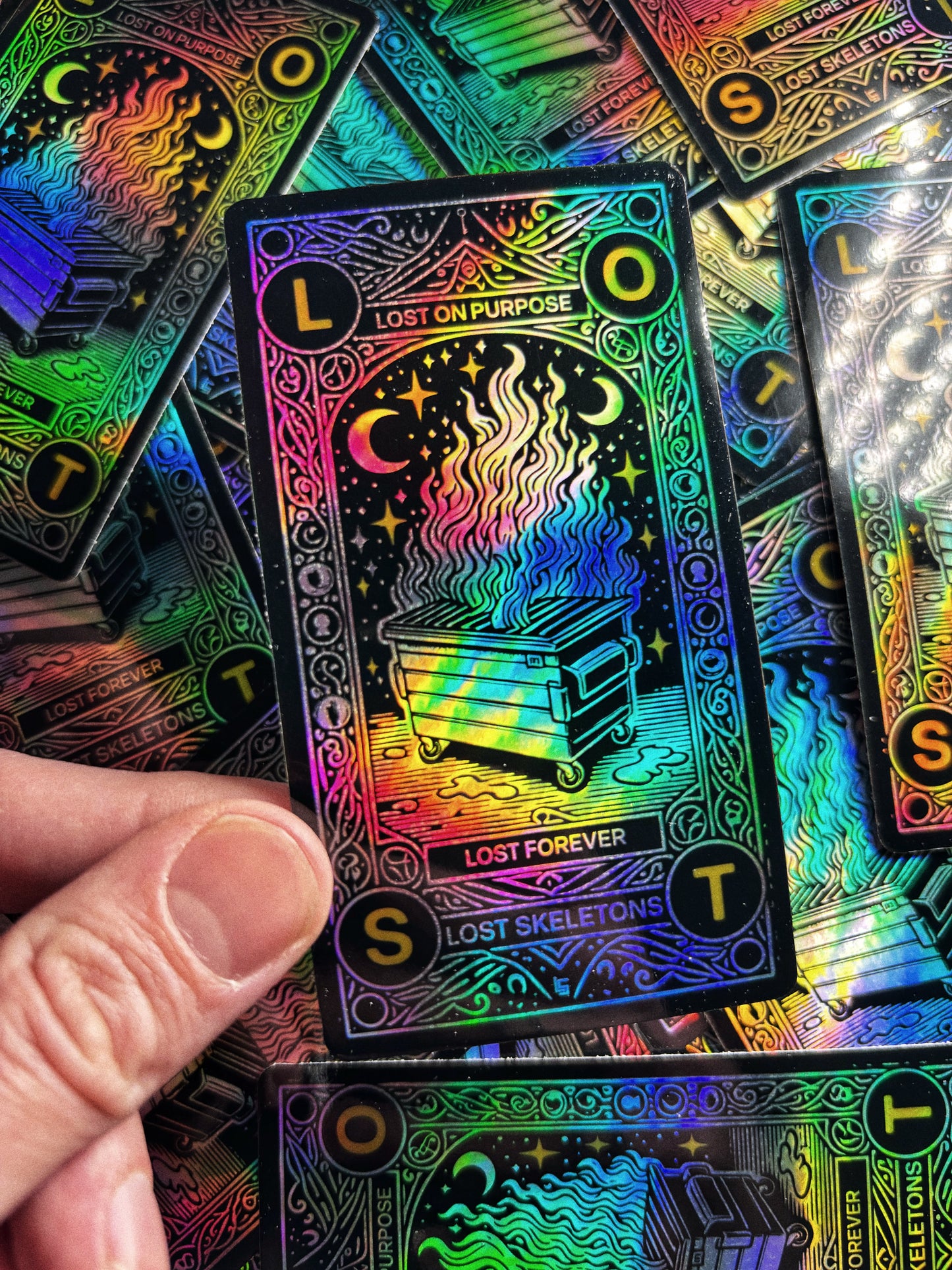 Lost Dumpster Fire Holographic Sticker