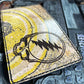 (Only 1) Handmade 6 Pocket Grateful Dead Marbled Yellow/Black Leather Bifold Minimalist Wallet