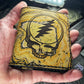 (Only 1) Handmade 6 Pocket Grateful Dead Marbled Yellow/Black Leather Bifold Minimalist Wallet