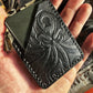 Black Angry Kraken Embossed Hand Made Leather Minimalist Wallet