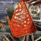 Hammered Orange & Gold Grateful Dead Embossed Hand Made Leather Minimalist Wallet