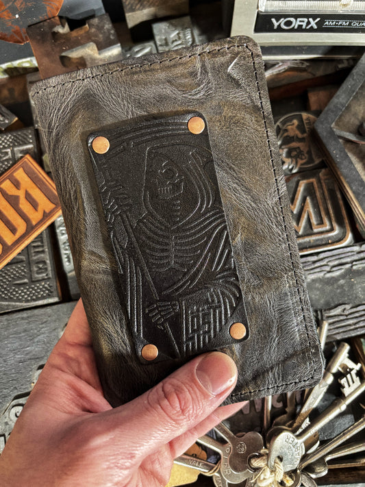 Lost Reaper Charcoal/Gold Leather Journal Memo Book